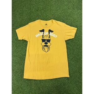 Disney Pluto What Up Dog Yellow Graphic T-Shirt Mens Medium FAC-002406-23151